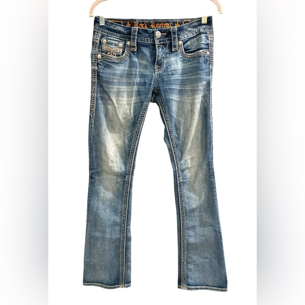 Rock Revival Betty Mid-Rise Boot cut Embroidered Stretch Jean with Embellishment